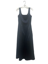 VTG Scott McClintock Navy Blue Silky Maxi Dress Square Neck Size 8 Made in USA