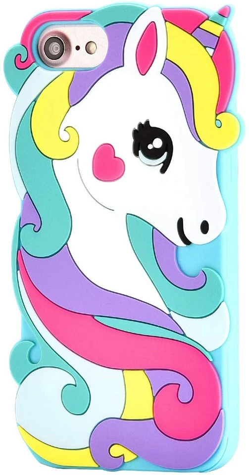 Capa protetora de borracha silicone macia unicórnio azul fofa para iPhone 6S/7/8 - Imagem 2 de 4