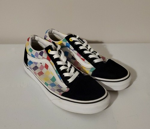 rainbow checkered vans old skool