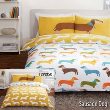 Sausage Dog Reversible Novelty Duvet Quilt Cover Bedding Set with pillowcases