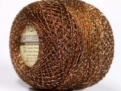 Brown Copper Silver Metallic Braid Thread 13gr YarnArt Camellia 52251