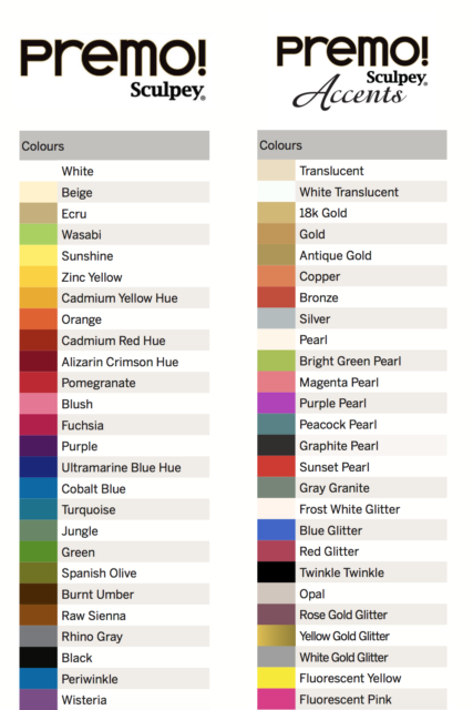 Premo Clay Color Chart