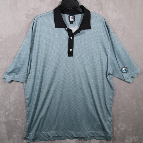 Men's Footjoy XXL 2XL checkered teal white black short sleeve stretch