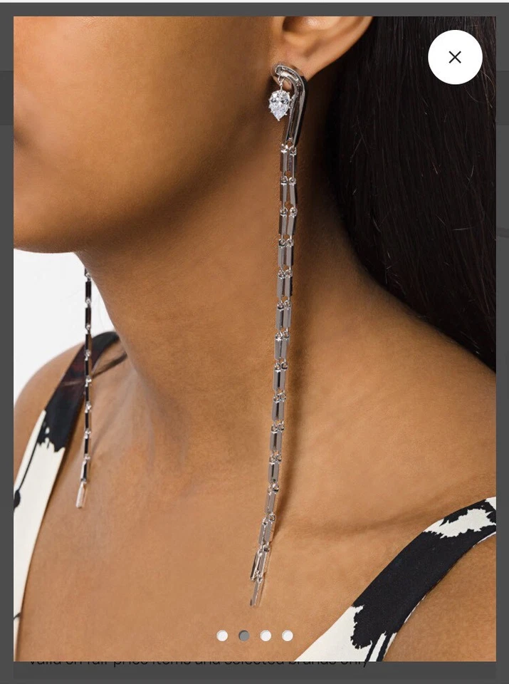 Eddie Borgo earrings 7.5" Glint Duster Rhodium Plated Wedding Crystals NEW$225 - Image 4 of 4