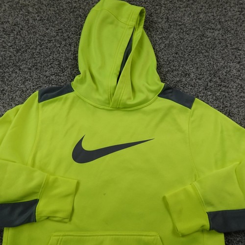 Nike Hoodie Boys L Yellow Center Swoosh Thermafit Sweatshirt Sweater Youth Kids - Picture 2 of 13