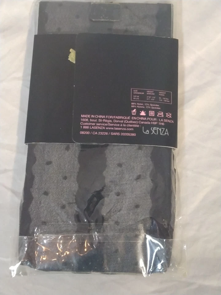 La Senza Dreamlegs Stay Up Stockings Pin Dot & Floral Lace Black - Image 2 of 2