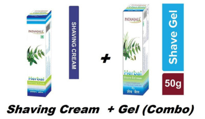 Patanjali Herbal Shaving Cream 80g + Shave Gel 50g - Soft + Smooth + Moisten ...