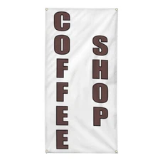 Vertical Vinyl Banner Multiple Sizes Coffee Shop B Restaurant and Food Outdoor