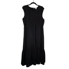 Nine West Black Gauzy Maxi Tiered Dress Size XL