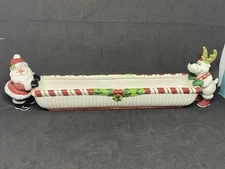 fitz and floyd Yuletide Holiday cracker cradle ceramic 12x4x5