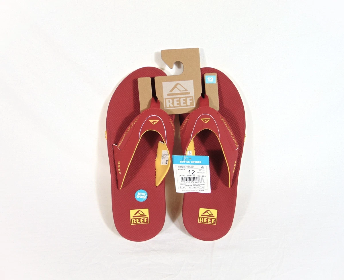 Reef Fanning Pregame Mens 10 Red Yellow Excellent Bottle‎ Opener Sandals CJ7114 Reef Fanning Pregame Sandals Mens Size 13 Red Yellow Flip  main image 4