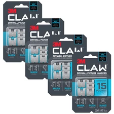 3M CLAW Drywall Picture Hangers [15 lbs.]: (Silver) [20 Hangers]