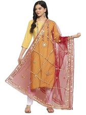 Way2Like Net Dupatta Gotta Patti Hijab Stole Scarf For Wedding Festive Party