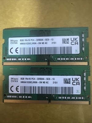 SKhynix 16gb DDR4 Kit Of 2x8gb 3200 HMAA1GS6CJR6N-XN N0 AC SODIMM Laptop Ram 