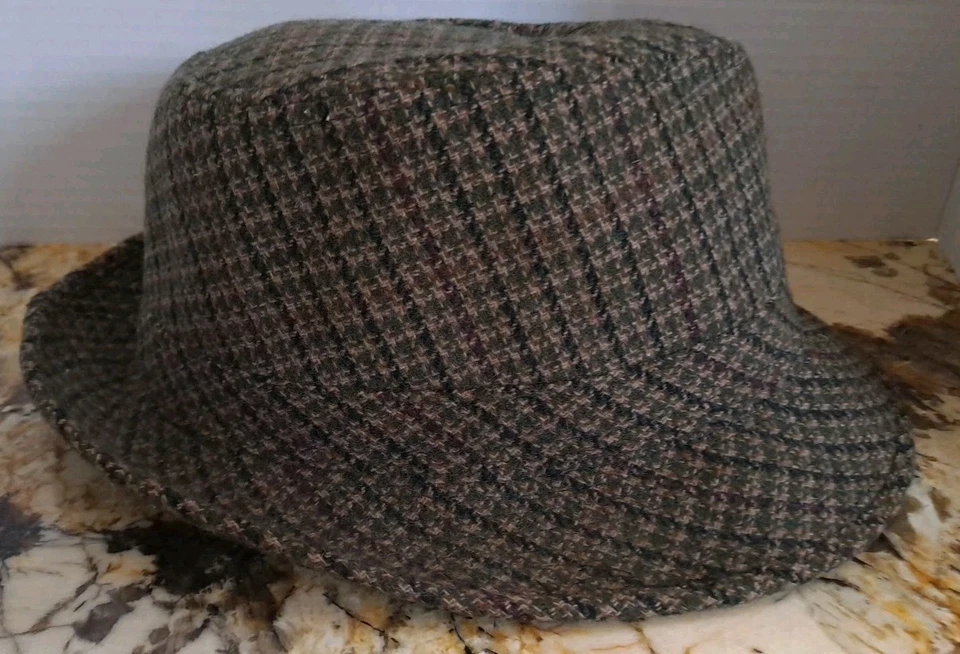 Fedora Hat Green Plaid Mens Wool Blend Size Medium/ Large Clean - Image 2 of 4
