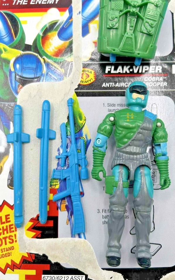 Figura de acción GI Joe 1992 Flak-Viper vintage ARAH 100 % completa con tarjeta de archivo Foto 4 de 4