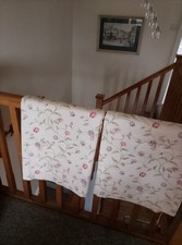 Pair of Fully Lined Curtains in Cream with Red & Lilac Flowers 66" Drop VGC