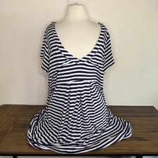 K. Jordan Navy and White Striped Plus Size 3X Dress