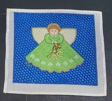 Painted Pony Luck Of The Irish Needlepoint Angel FINISHED PIECE Green Charms 