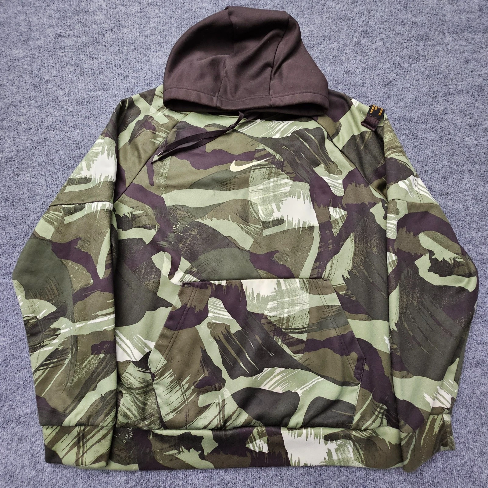 Nike Mens Therma-FIT​ Camo Green Print Fleece Hoodie Men’s Size Large DQ6949-220