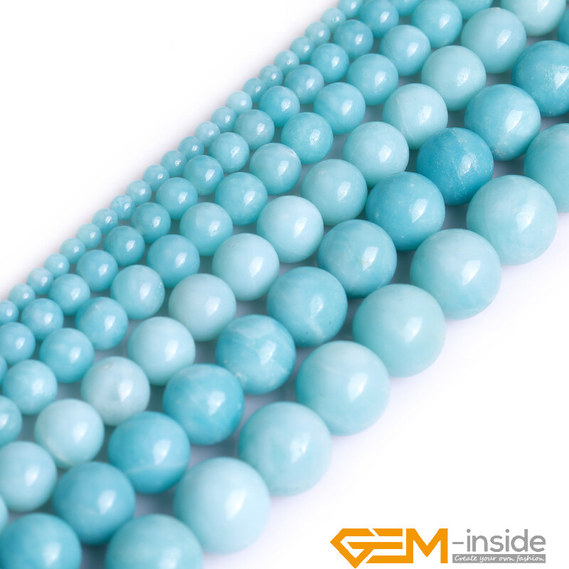 Natural AAA Grade Blue Amazonite Gemstone Round Beads For Jewelry Making  15
