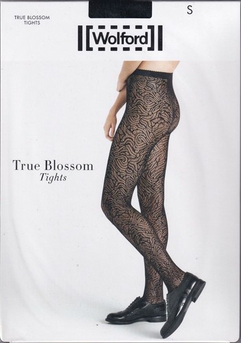 Strumpfhose WOLFORD TRUE BLOSSOM Farbe Schwarz. Gr. S. Floral Net Tights.