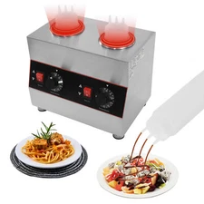 2 Head Commercial Sauce Warmer 110V Electric Hot Cheese Chocolate Sauce Heater