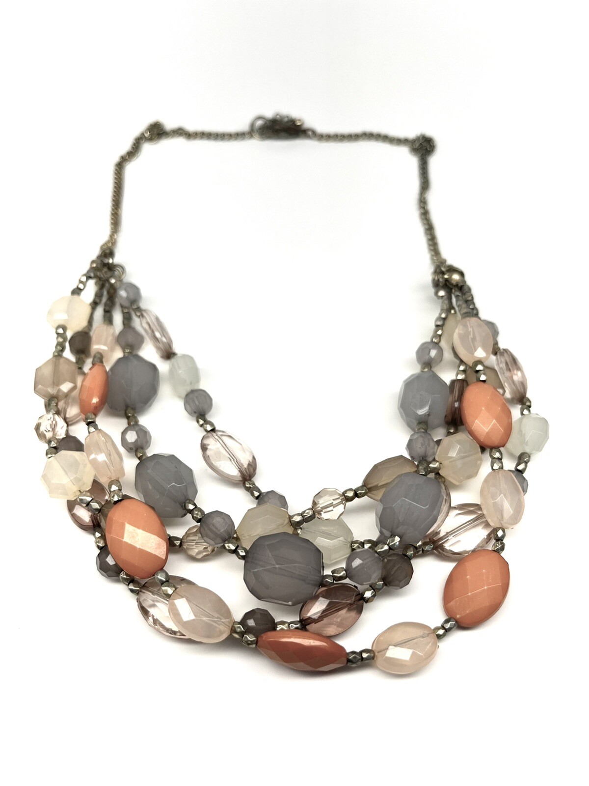 Multi strand beaded statement multicolor collar n… - image 1