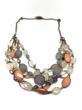 Multi strand beaded statement multicolor collar necklace 25”
