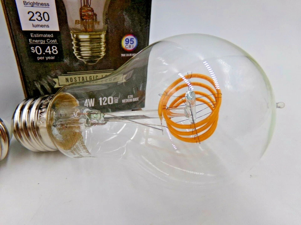 Pottery Barn LED Curved Filament 40 Watt Equivalent Standard Light Bulbs S/2 B72 - Image 2 of 4