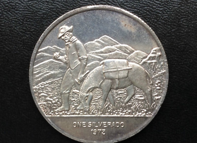 1973 World Mint Corp. One Silverado Prospector & Mule Silver Medal  