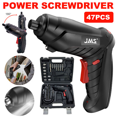 48PCS Mini Electric Rechargeable Cordless Screwdriver Drill Set w/ Bits & Lights