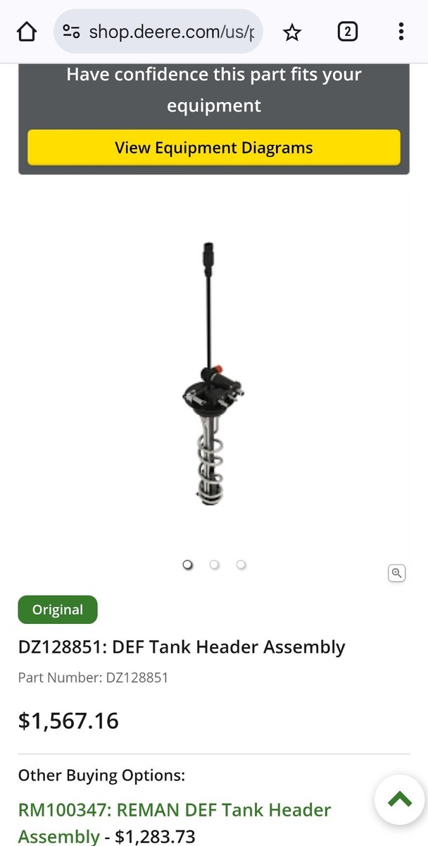 DZ128851: DEF Tank Header Assembly | eBay