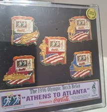 Atlanta 1996 Olympics Pin Set Coca-Cola Limited Edition Torch Relay 5 Pins