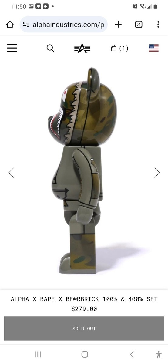 alpha industries Bape Bearbrick 100% And 400% Set Never Opened New