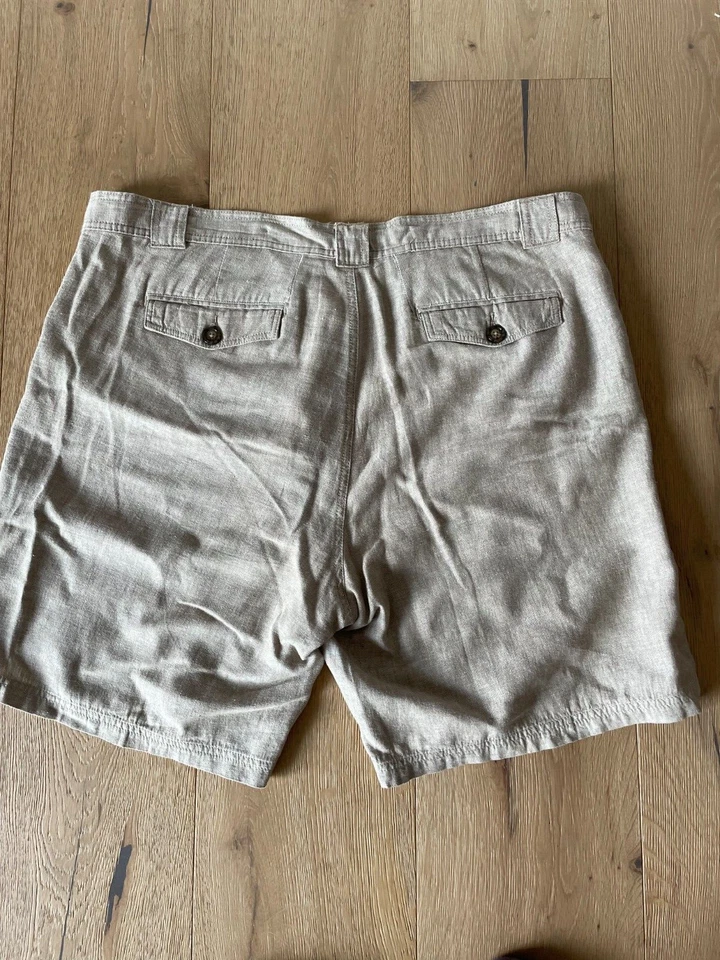 Tasso Elba новый льняной смеси плоский передний желтовато-коричневый повседневный грузовой шорты размер 42 - Изображение 2 из 3