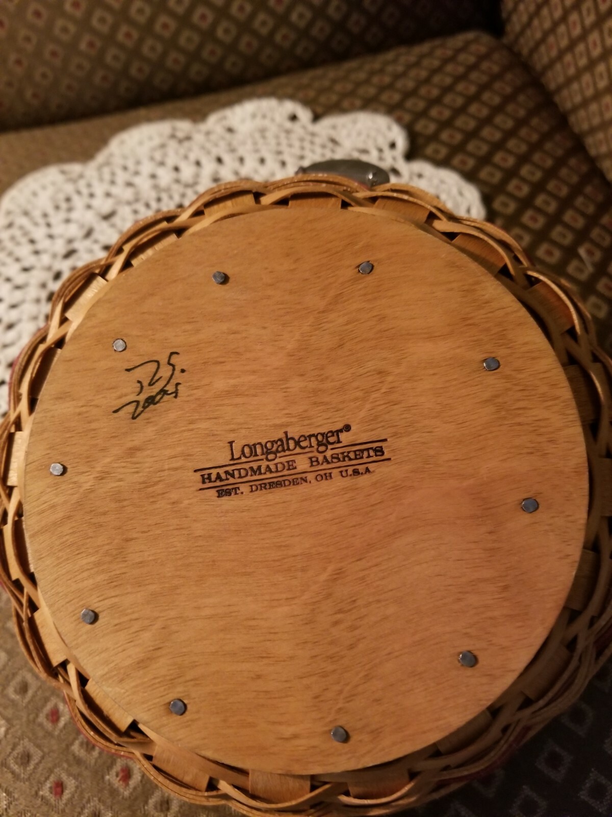 Longaberger 2005 Inaugural Basket,  Protector, Liner and Tie-On