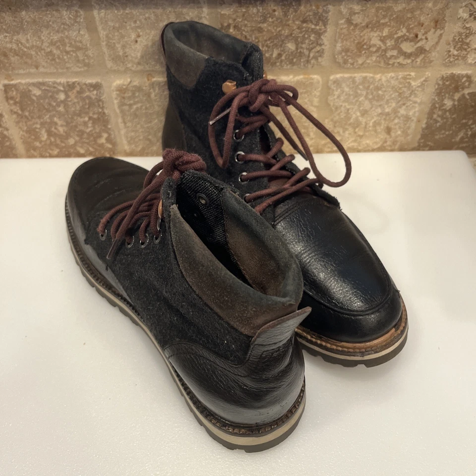 Мужские ботинки LACOSTE Montbard 8,5 M США коричневая кожа серая шерсть на шнуровке туристические - Изображение 3 из 4