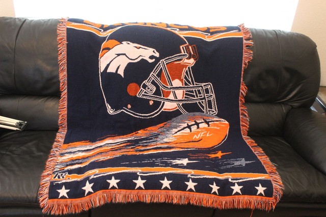 VTG DENVER BRONCOS FRINGE Throw Blanket SUPER BOWL XXII ...