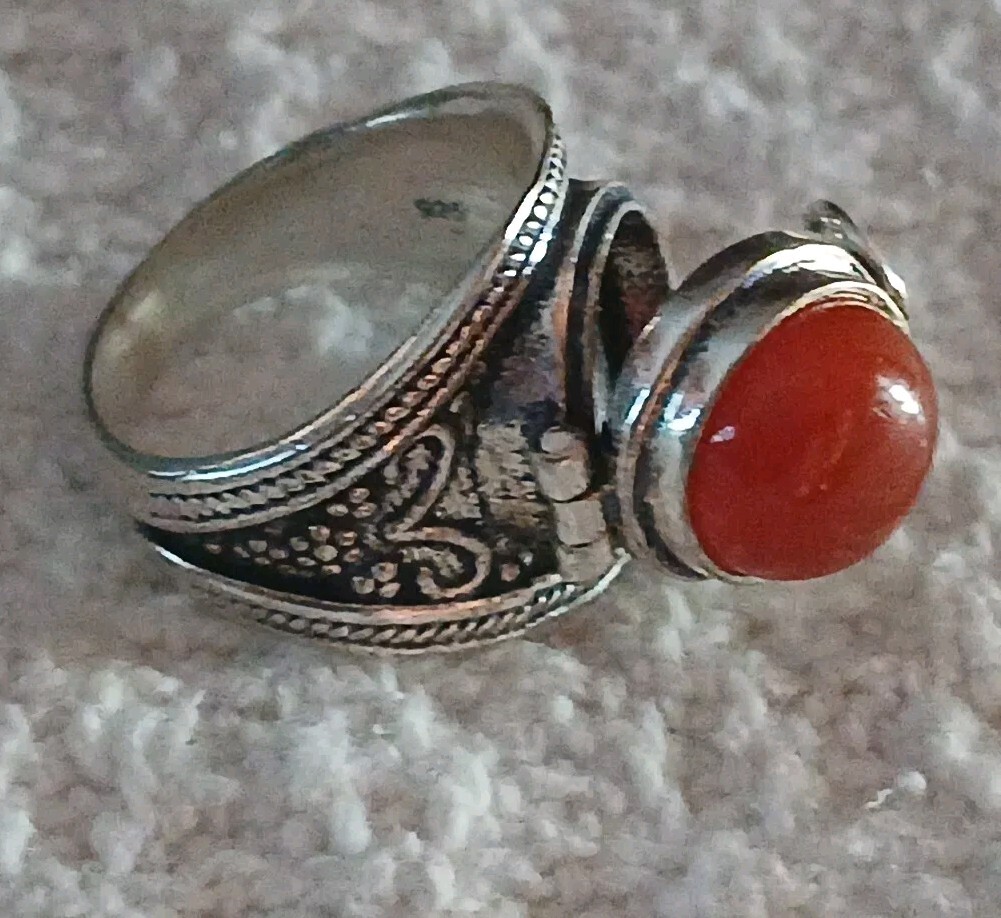 Poision Ring Opens Carnelion Translucent Red Oran… - image 3