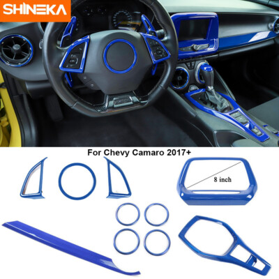 10X Blue Full Interior Center Console Panel Cover Trim Kit For Chevy Camaro 17+