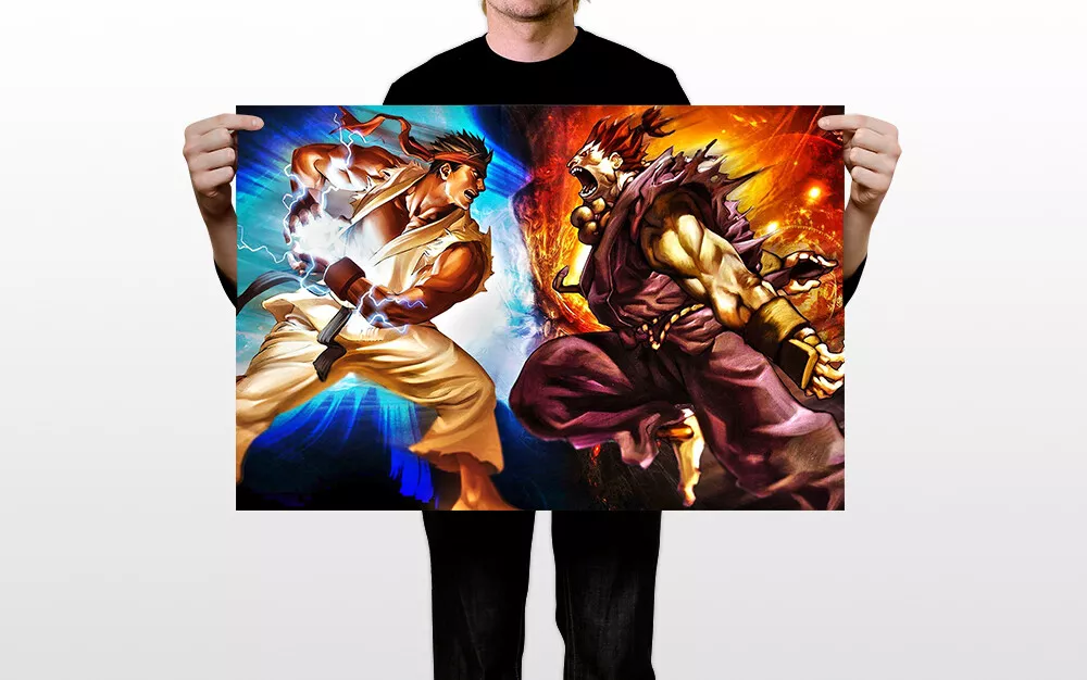 Pôster Street Fighter Alpha 2 Ryu Akuma Arte A2 42x60cm