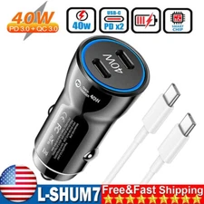 Dual PD 40W Fast Car Charger Adapter & Cable For Samsung A15 A14 A13 A25 A24 5G