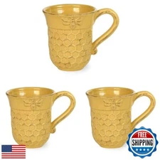 Boston International Embossed Ceramic Coffee Mug/Cup, 13-Ounces, Honeycomb (P