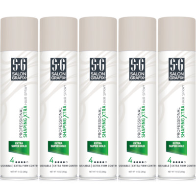 5 Pk Salon Grafix Professional Shaping Xtra Hair Spray Extra Super Hold 10oz Ea