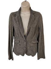 Womens M-o-t-o Size Uk 8 Brown Mix Herringbone Tweed Short Fitted Jacket Coat