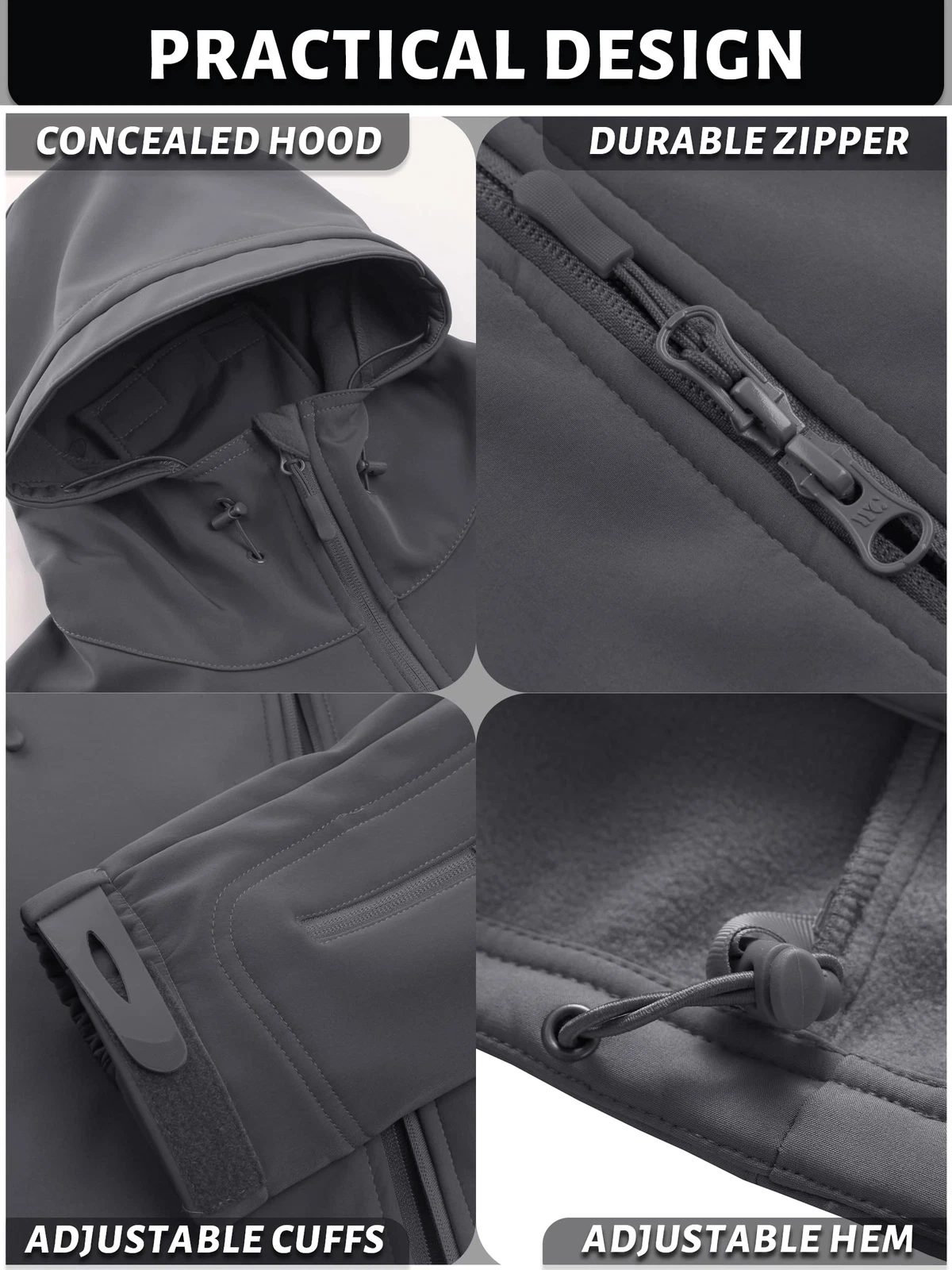 TACVASEN Waterproof Tactical Soft Shell Men Jacket Coat Army Windbreaker Outdoor - product detail image 10