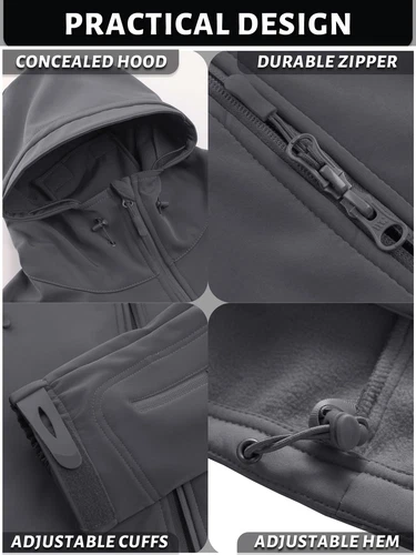 TACVASEN Waterproof Tactical Soft Shell Men Jacket Coat Army Windbreaker Outdoor image 10