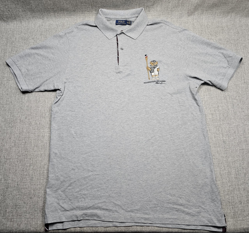 Polo Ralph Lauren Hemd Herren XLT grau maritim Matrose Bär Baumwolle Polo Preppy