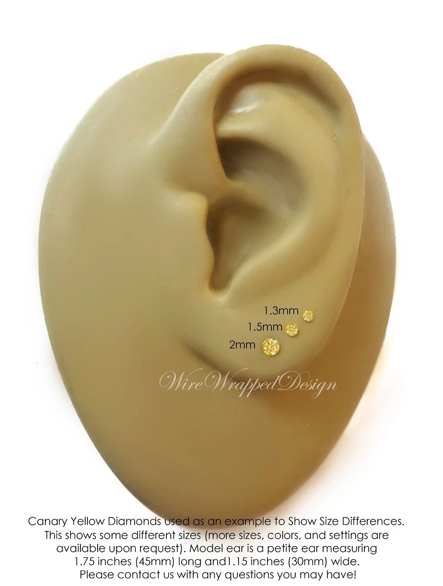 Diamond Genuine Orange DIAMOND Nose Stud 2mm 0.04ct Treated SI 14k
